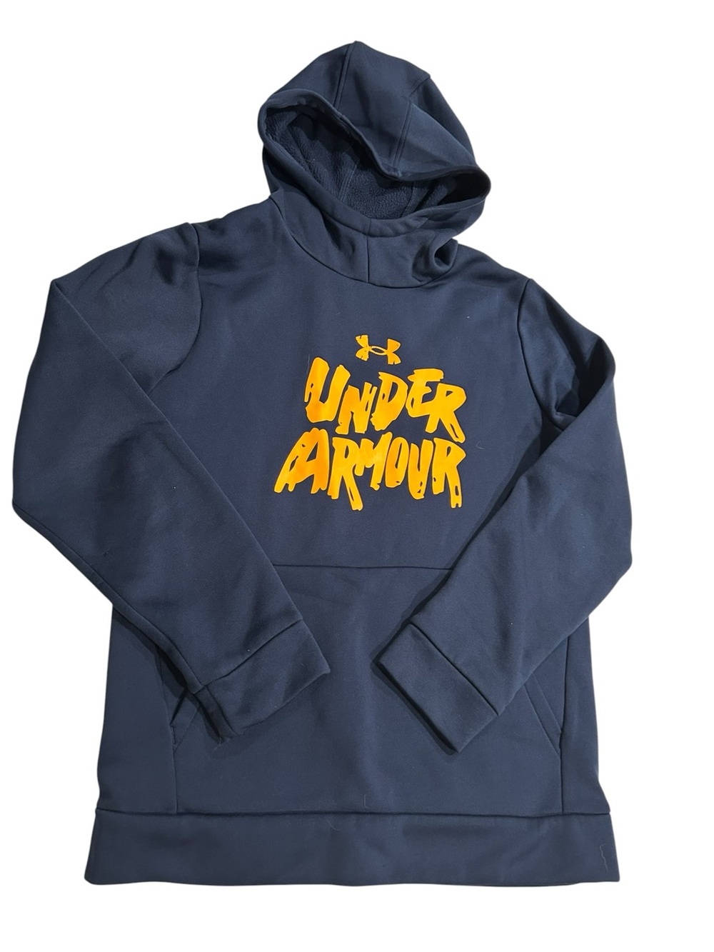Under Armour Navy Fleece Pullover with White Logo